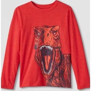 🖤 ❤️ 3/$15 Cat & Jack Red Long-Sleeve Tee with Roaring Dinosaur Graphic J